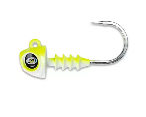 Yellow Highligter 4 inch 1/4 ounces JYG Pro Fishing Jighead for Goliath Paddletail Pack of 4